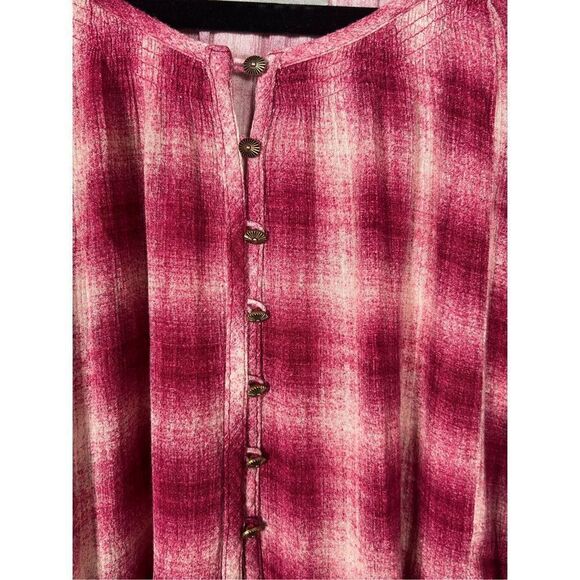 Anthropologie Maeve Women's Cavalon Pink Plaid Popover Tunic 100% Rayon … - Picture 5 of 8